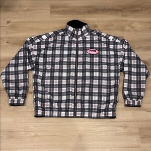 Puma X Von Dutch Collab Black & Pink Plaid Reversible XL windbreaker Jacket